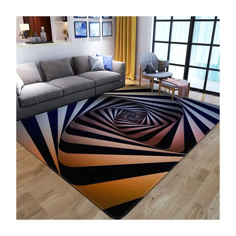 Floor Mat Abstract 3D Geometric Vortex Illusion Carpet Non-slip Entrance Door Optical Doormat Floor Mat Living Room Decor Rug