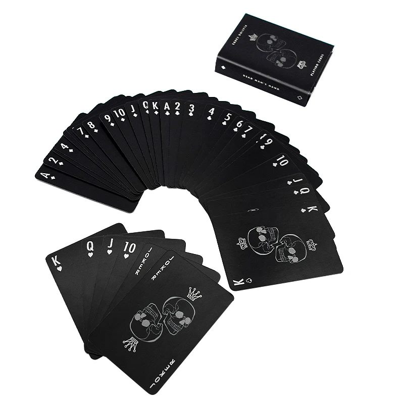 SFT Free Sample Custom Logo Design Matte Black Foil Paper Poker Playing Cards With Tuck Box
