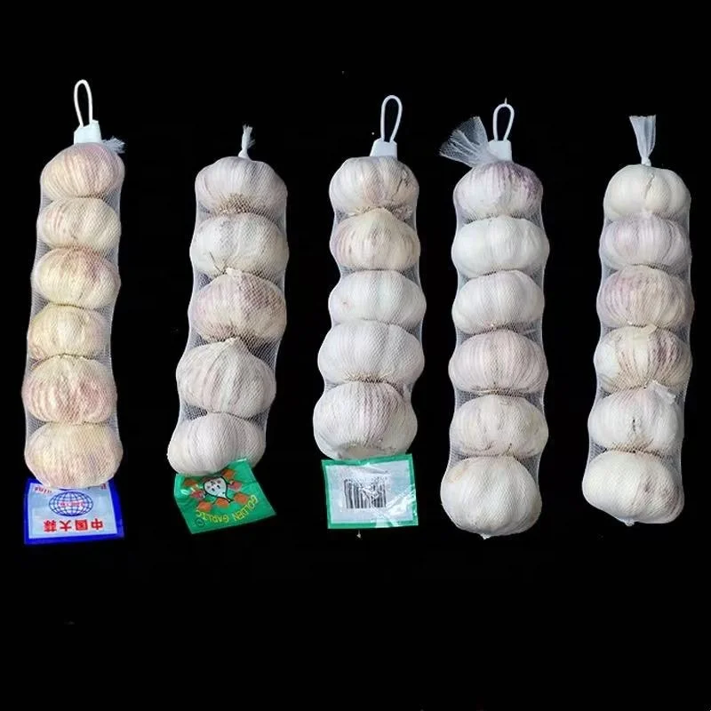 Manufacture Direct Sale Small Mush Tubular Net Bags Can Pack 3-6 Pcs Garlic In Line With Label