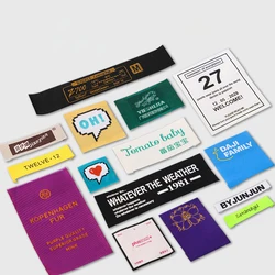 Factory Wholesale Custom Brand Name Clothes Labels Straight Cut Damask Personal Design Logo Print Woven Labels For Clothing