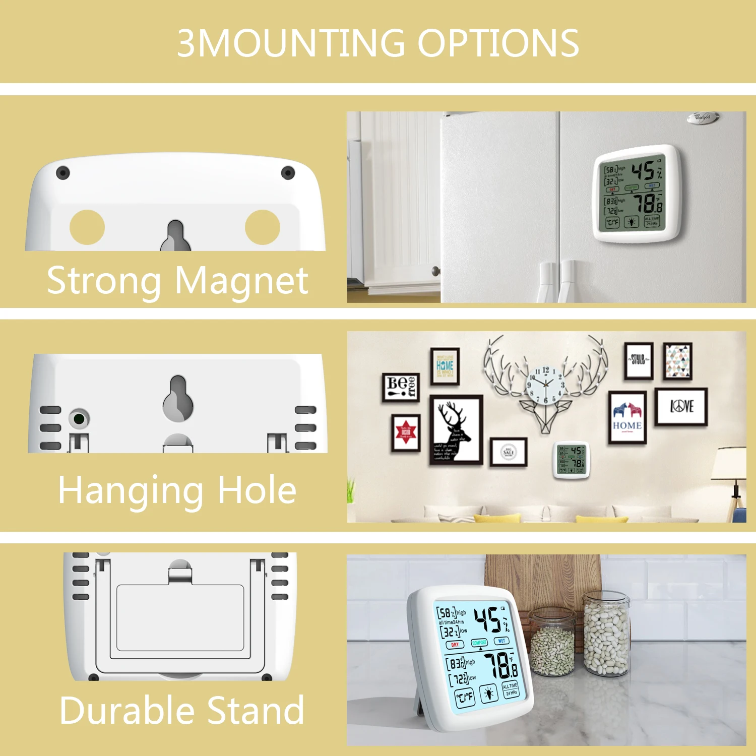 2020 New Developed DT89 Room Digital Hygrometer Indoor Thermometer with Touch Backlit