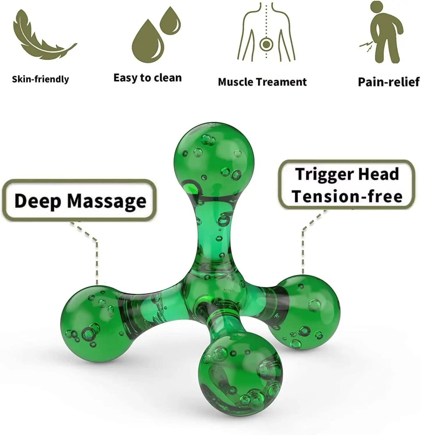 Four Acupressure Massage Point Ball Knobs Finger Hand-Held Deep Tissue Self Massage Tool for Pain Relief