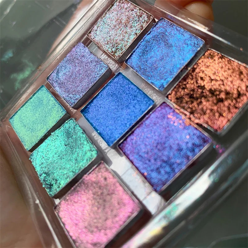 Custom Logo Makeup Maquillage Cosmetics Highly aurora color shift chameleon pigmented eyeshadow pressed Glitter Chameleon Powder