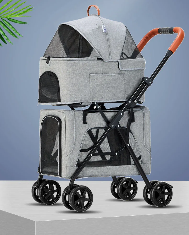 Luxury pet stroller travel 4 wheel dog strollers outdoor double dogs pet stroller trolley for dogs
