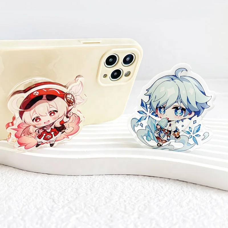Factory Custom Transparent Epoxy Acrylic Mobile Phone Grip Cartoon Anime Pop Sockets Phone Holders Stand