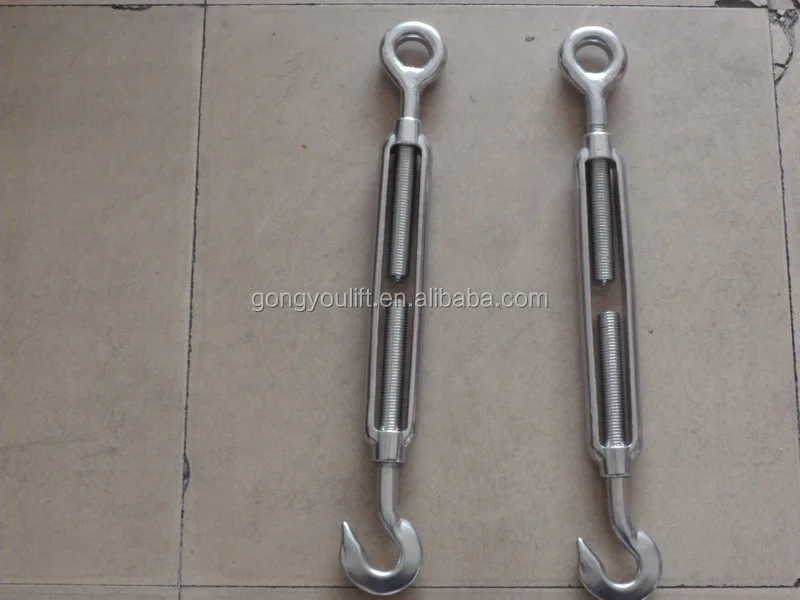 Heavy Duty Drop Forged U.S Type  Turnbuckle Stainless Steel Open Body Forged Wire Rope Turnbuckle Eye-Hook