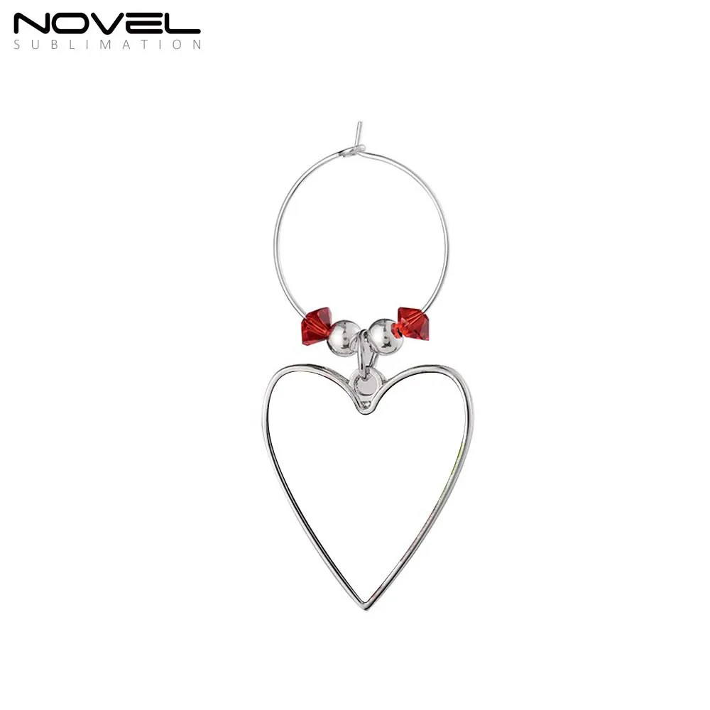 Diy Blanks Zinc Alloy Custom Sublimation Wine Glass Bottle Opener Ring Charms Bar Accessories Key Ring Pendants