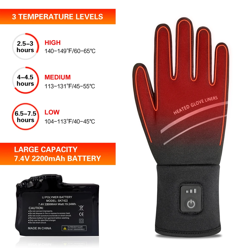  USB battery electric heated glove warmsmart winter waterproof motorcycle riding football liner