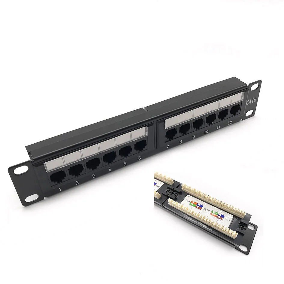 ANSHI CAT6 RJ45 10 inch 12 Port 110 IDCUnshielded UTP Patch Panel