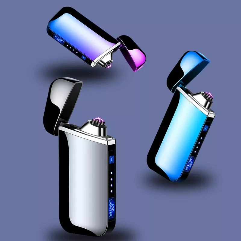 Usb зарядка импульсная зажигалка электрическая с логотипом на заказ двойная дуговая логотип для сигарет