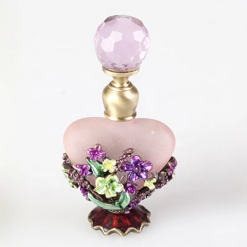 5ml Patented Metal Flower Mini Perfume Bottle Frosted Essential Oil Glass Refillable Attar Bottles Factory Outlet#59023,56597