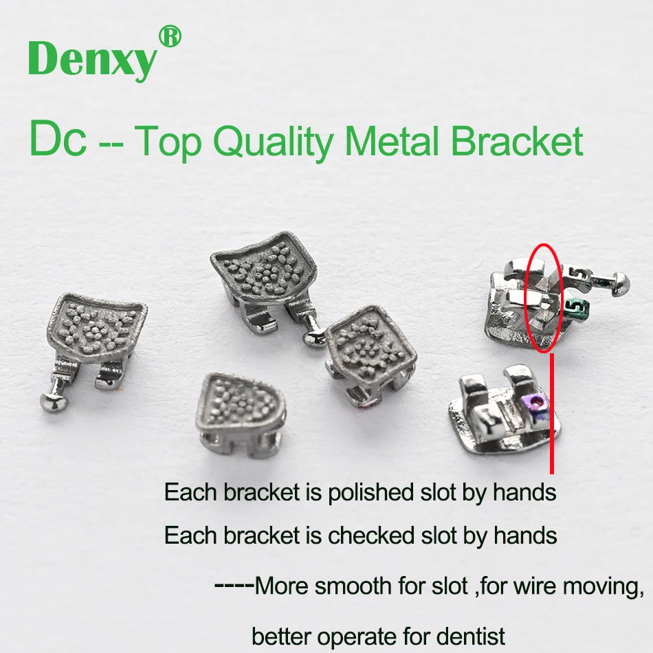 Denxy Dental Wholesale Metal MIM Orthodontic brackets Dental Braces Roth/Mbt Standard/Mini 018 022 Orthodontic Bracket Kit