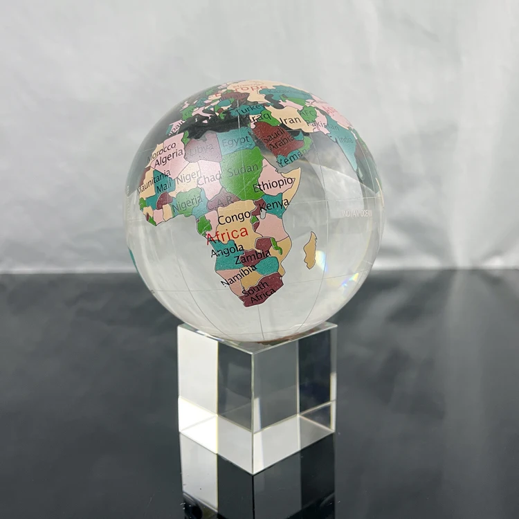 vintage colored crystal etched earth World Globe MH-Q0241