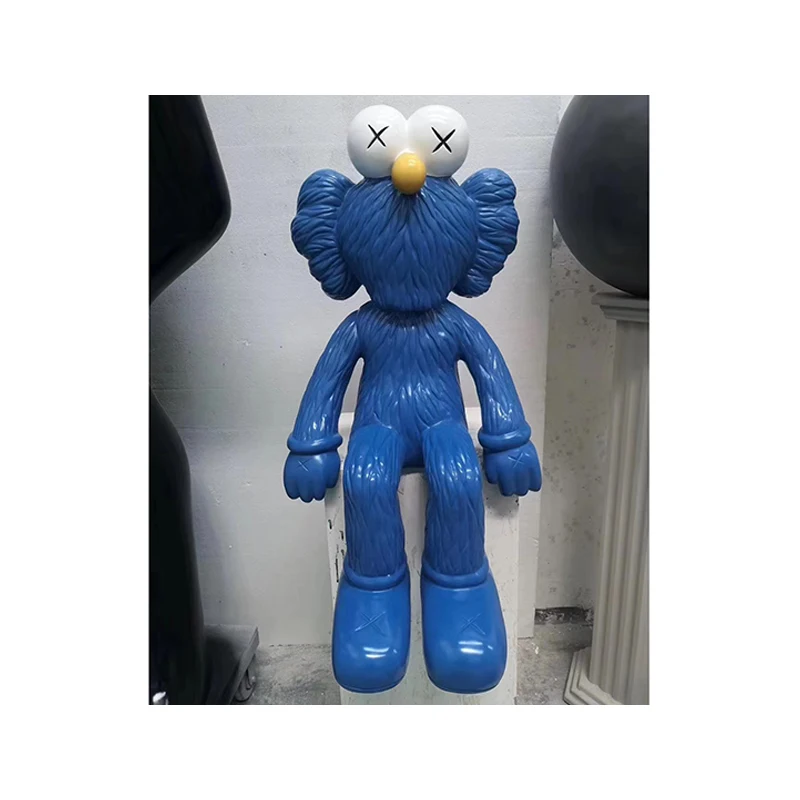 High Quality New Design Blue Color Resin Fiberglass Sitting Cartoon Doll Statue
