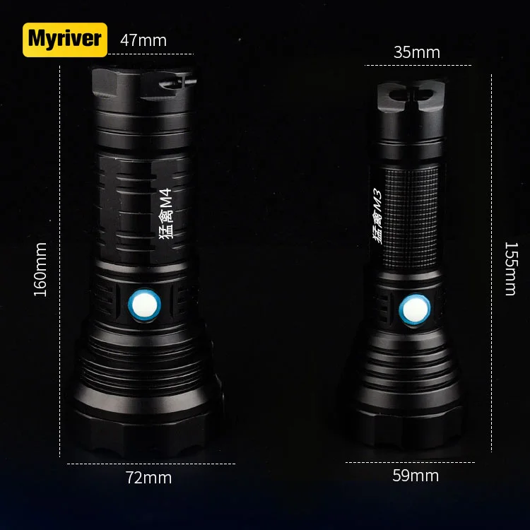 Myriver High Powerful 2000M 2Km Long Range Beam Rechargeable Flashlight, 40W Led 4000 Lumen Spotlight Glowing Torch Light