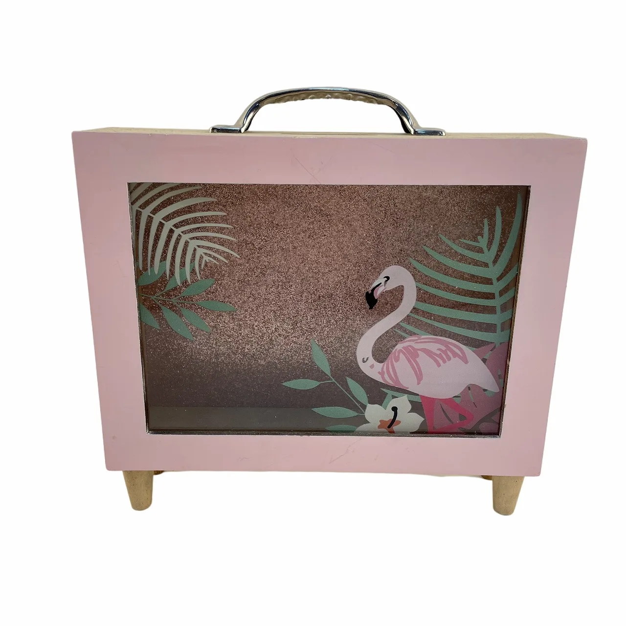 Customized wooden glass bank money storage box frame Shadow Box wooden cash box