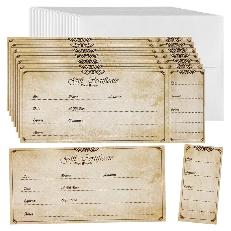 Blank Gift Certificate Cards with Name and Address Classic Beauty Voucher Certificates Gift Certificates for Business