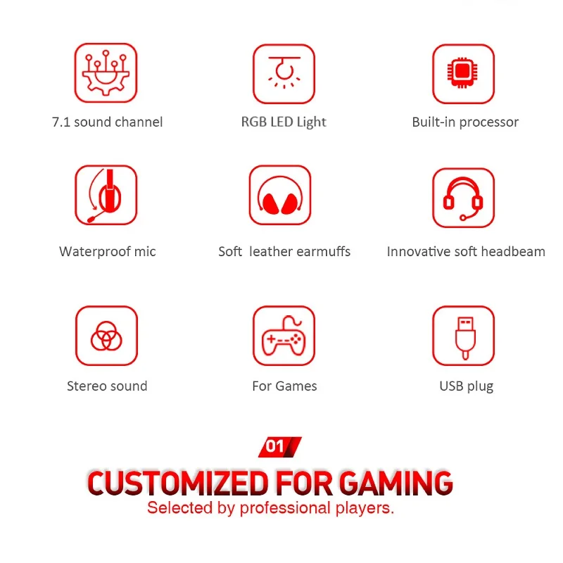 G818 Game Earphones Usb Smart Pc gaming gamer headphones Led Stereo Wired 7.1 Gaming headset with mic