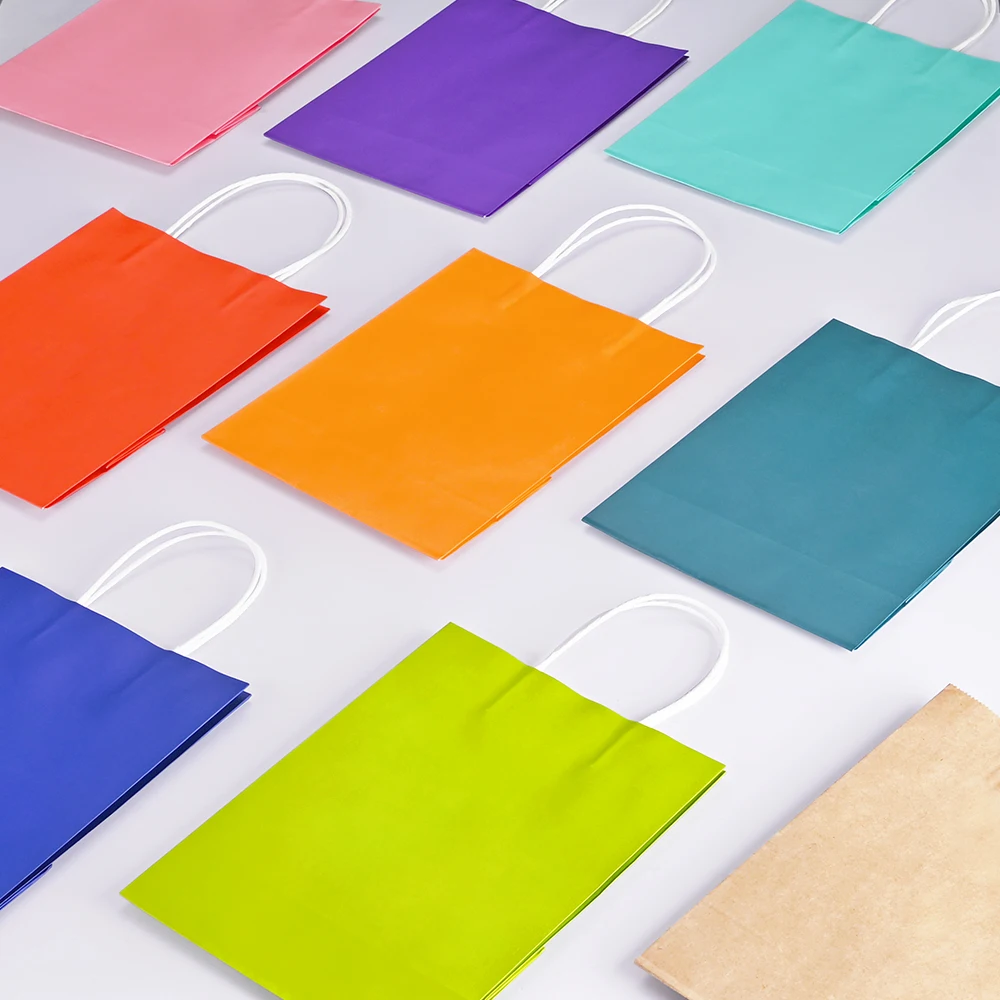 Wholesale Brown Kraft Paper Bag Accept Custom Printing Stock Gift Bag Fast Food Take Away Twisted Handle Shopping Bag