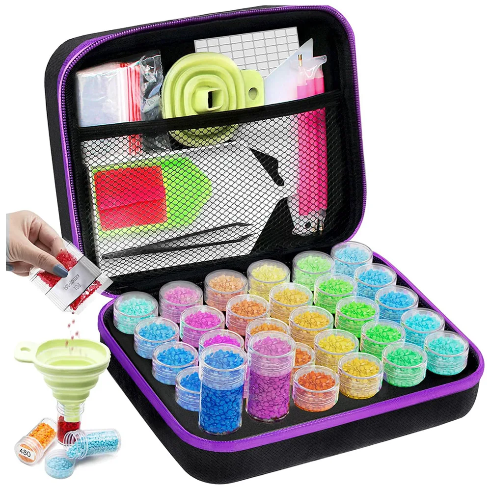 Histone 60/120/240 Grids Diamond Painting Bead Storage Boxes Large Capacity Set With Accessories Mosaic Container Bag Tool Kit