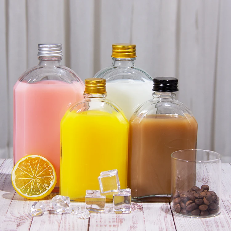 Factory Price 100ml 200ml 350ml Clear Wine Beverage Cold Brew Coffee Juice Flat Glass Bottle for Liquor