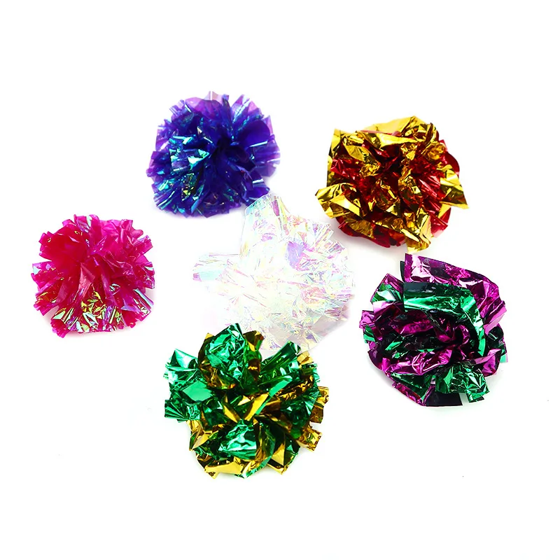 Wholesale Colorful Crinkle Paper Tinfoil Mylar Balls Indoor Interactive Toys for Pets
