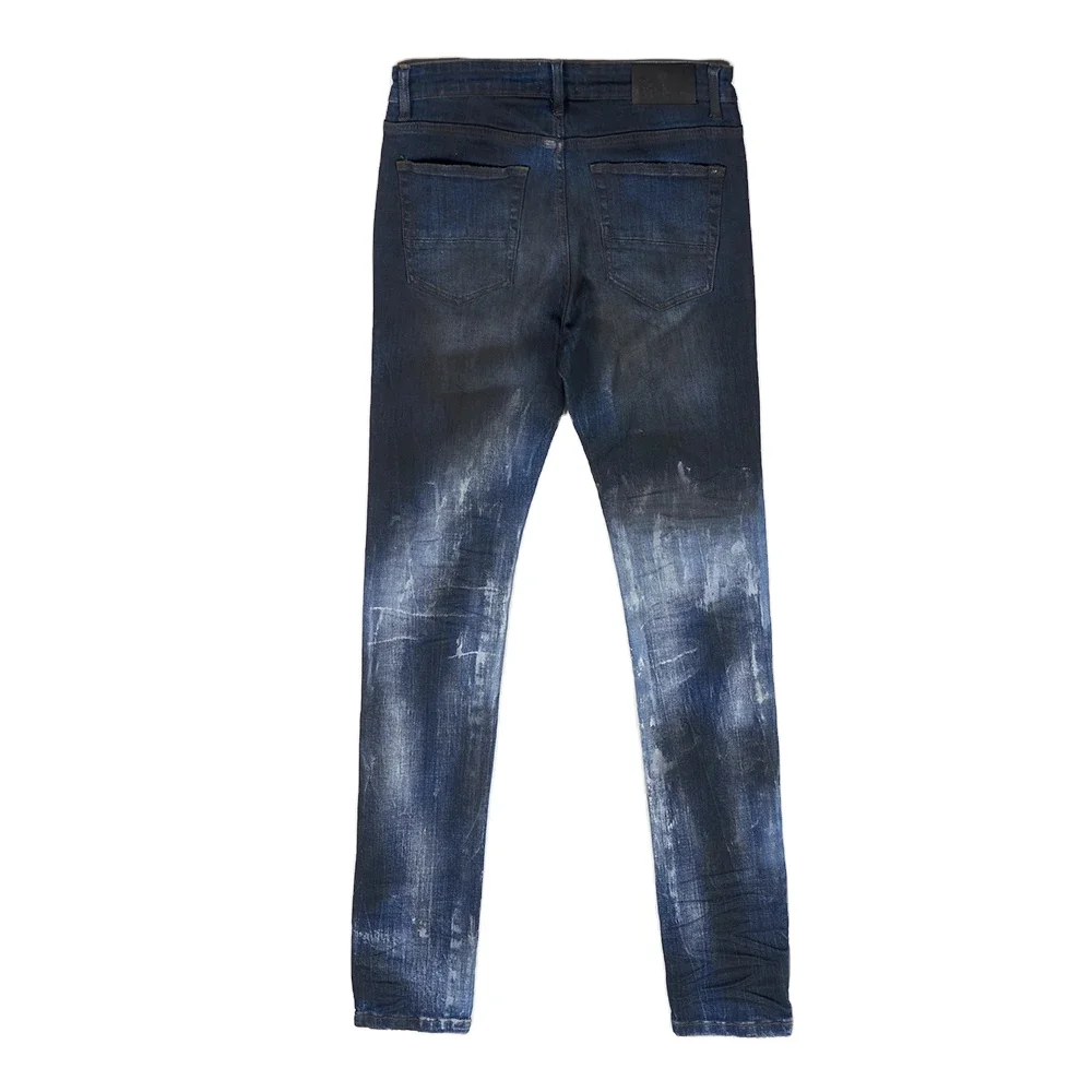 Wholesale OEM Slim Fit Jeans Fashionable Dark Wash Skinny Fit Clothing Heavyweight Soft Denim with Selvedge Pattern Decoration