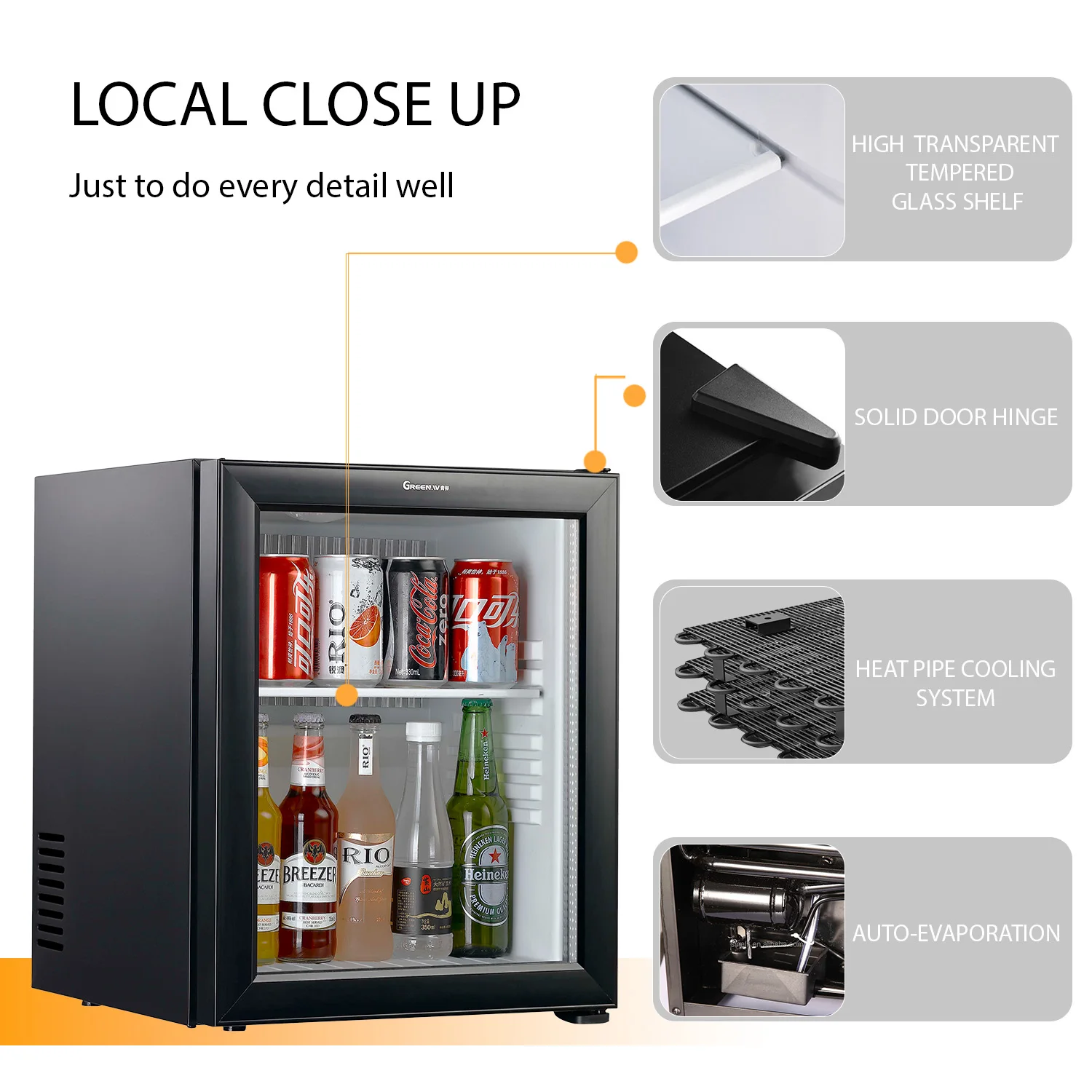Customized portable standing 25L glass door mini refrigerator for hotel refrigerators