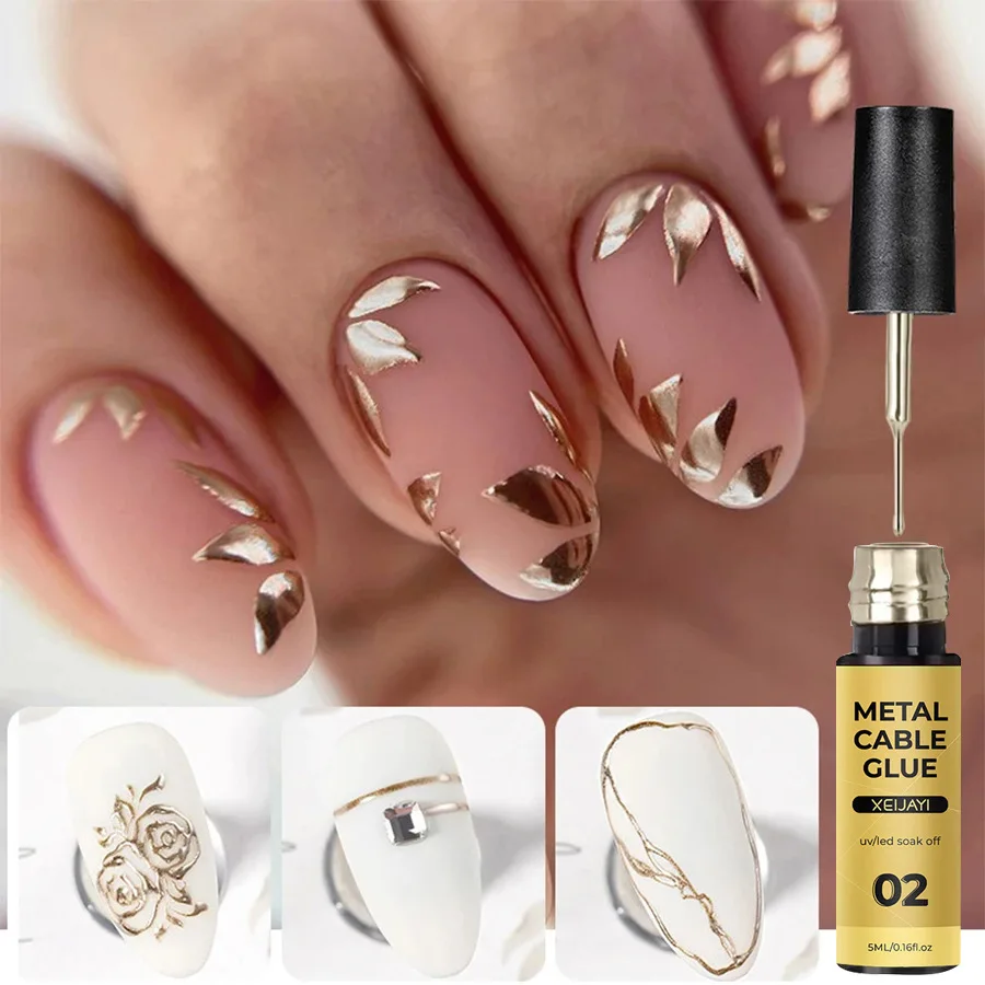 Painting metallic color spider wire gel nail polish silver gold pink draw line manicure art for salon nail art factory wholesale