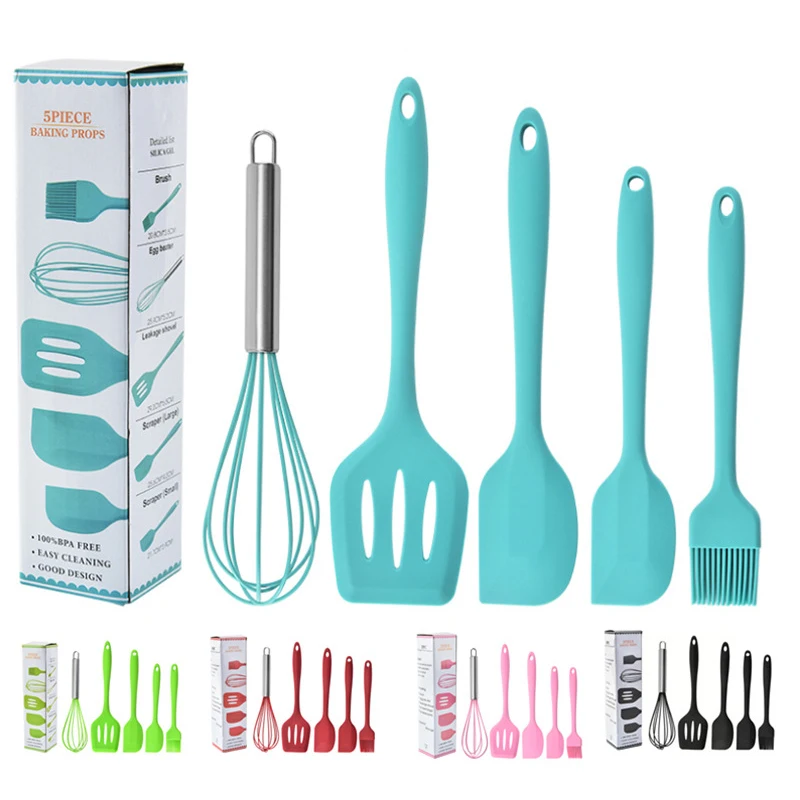 Hot Sale Kitchen Tool 5pcs Heat Resistant Food Silicone Kitchen Utensils Silicone Baking Utensils Set