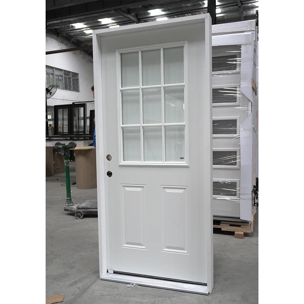American 9 lite top 3 panel steel front door Residential Entry Doors