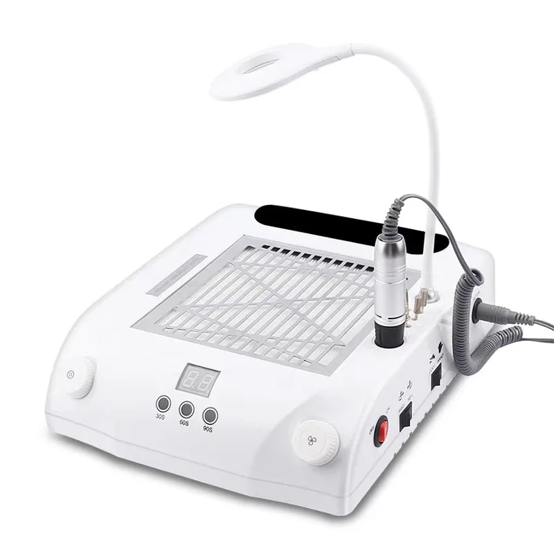 6- in 1 electric 248w rechargeable nail dust collector wireless  cleaner manicure machine table light nail drill and dryer light
