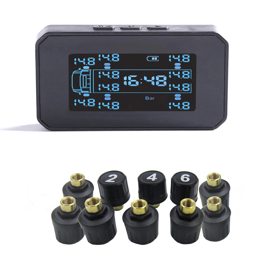 Factory high quality Outlet 10 Wheels Truck Trailer Bus Solar Wireless digital Tire Pressure Sensor system gauge Monitor tpms