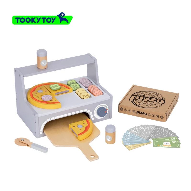 RTS Wooden pretend play kitchen pizza oven toy DIY cooking simulation store toy Simulation Pizza Oven Toy