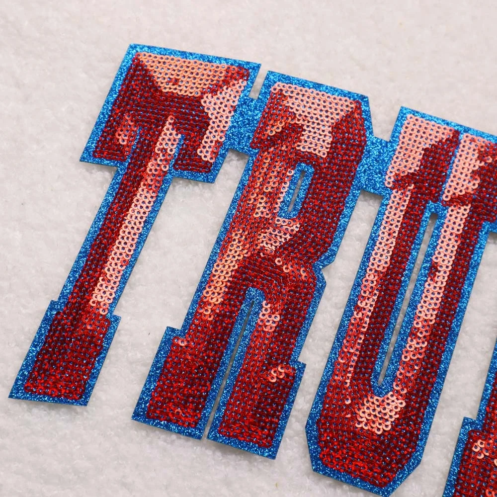 Wholesale 4th Of July Iron On Usa American Sequin Patches Custom Logo Independence Day Patches Sequin For Clothing