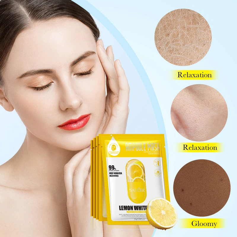 SADOER Organic Natural VC Lemon Fruit Facial Mask Sheet Form for Nose Use Moisturizing and Whitening Skin Care Beauty Product