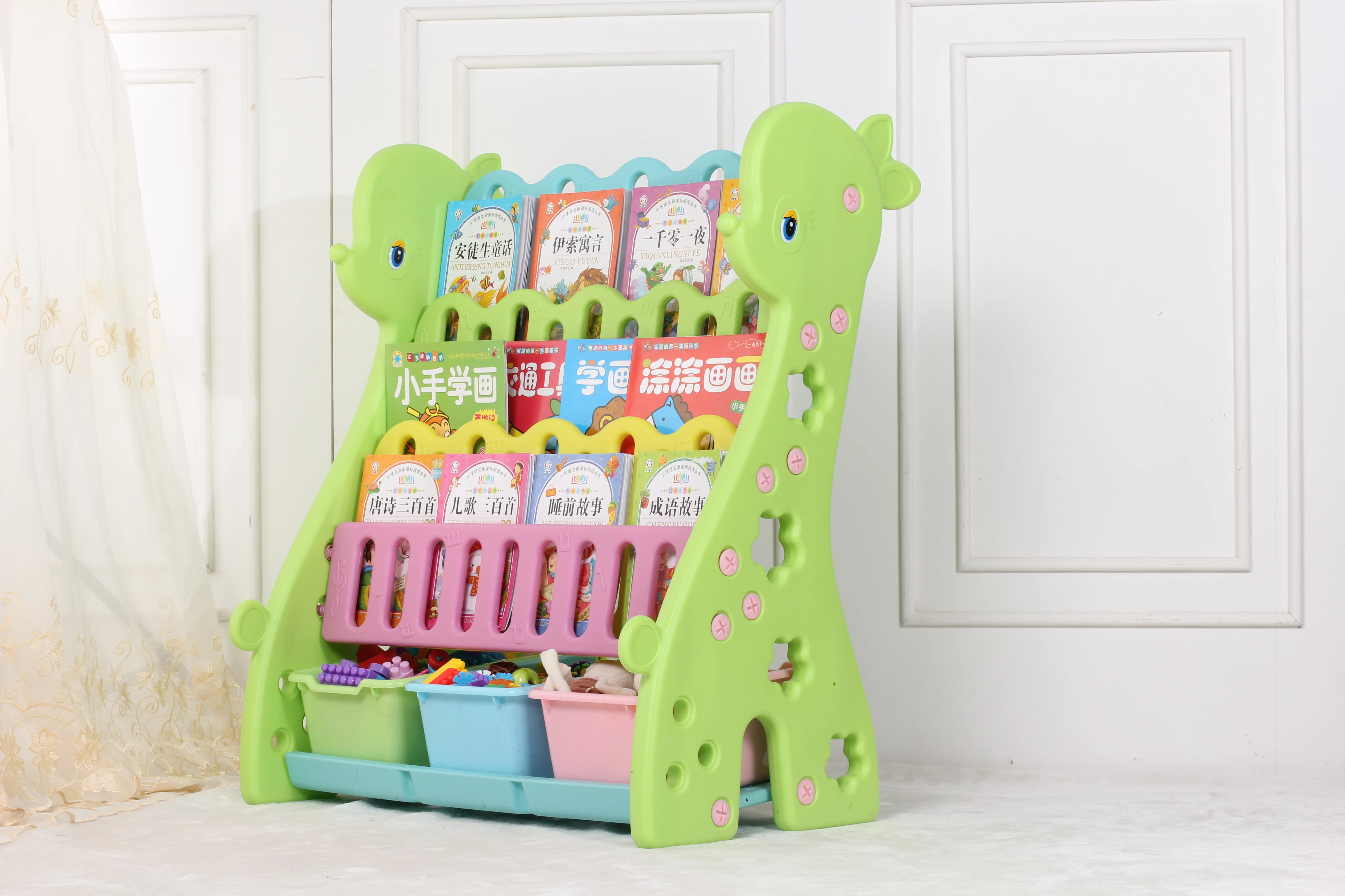 hot sale  double use plastic children  bookself for sale