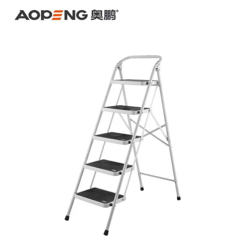 5 step white luxury home multi - function folding iron ladder