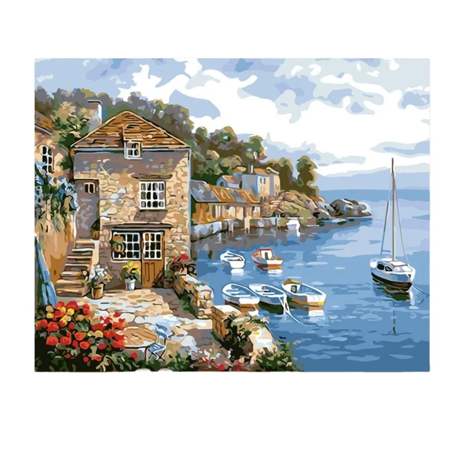 Home Decor High Resolution Morden Landscape Digital Acrylic Printed Linen Painting