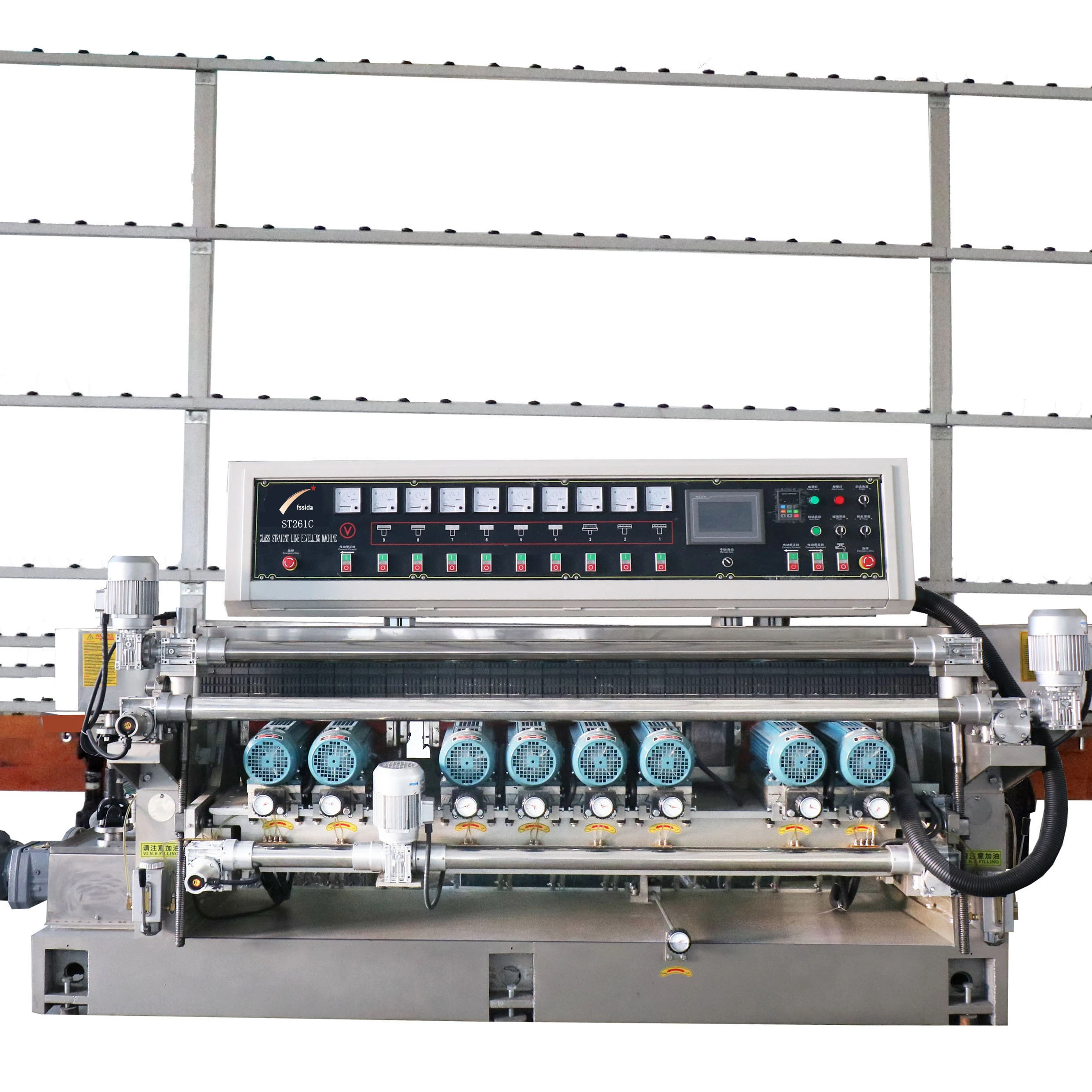 Glass edge grinding machine is used to process the bevel edge of flat glass, equipped with pump gear engine core parts