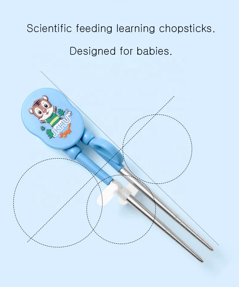 kids forks Training Chopsticks Flat Edge Stainless steel fork Spoon Grooved tableware Set with Case for Right-hand Children Kids