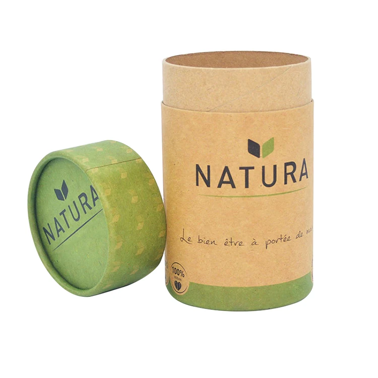 Biodegradable food brown kraft paper tube round packaging wax lined cardboard shaker tube for spice power