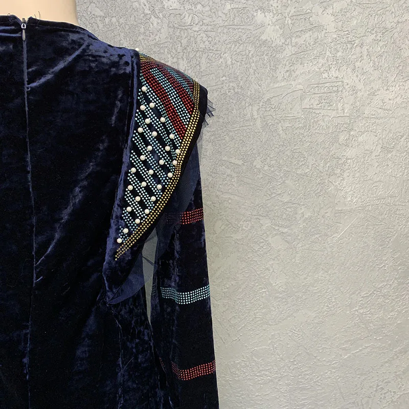 African Fashion Velvet Elegant Luxury Noble Temperament Diamond Long Evening Dress Turkey Ladies Wedding Party Outfits