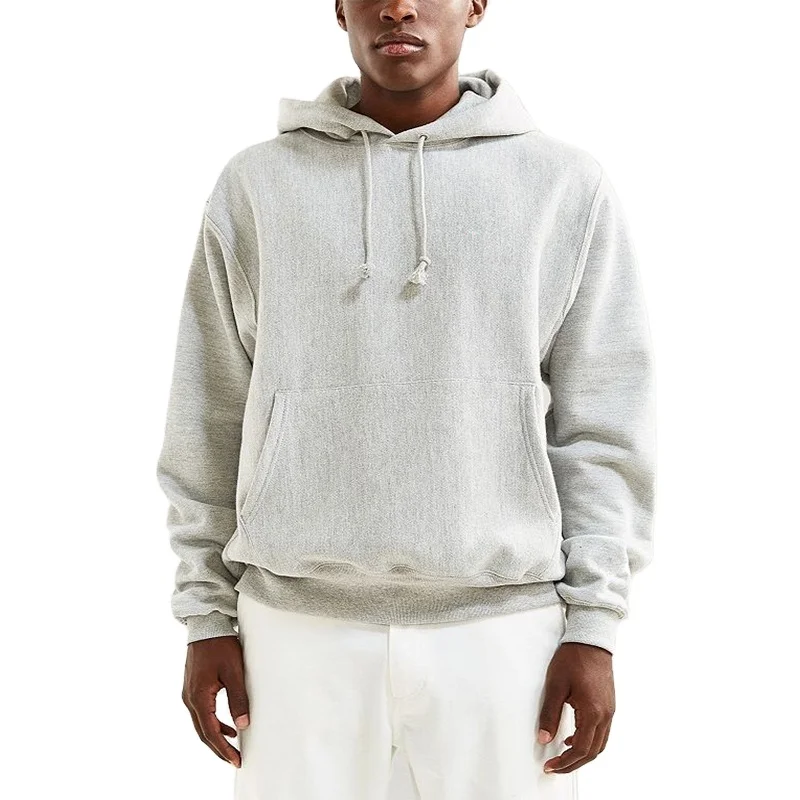 Mens reverse weave hoodies blank pocket gym sports pullover hoodies