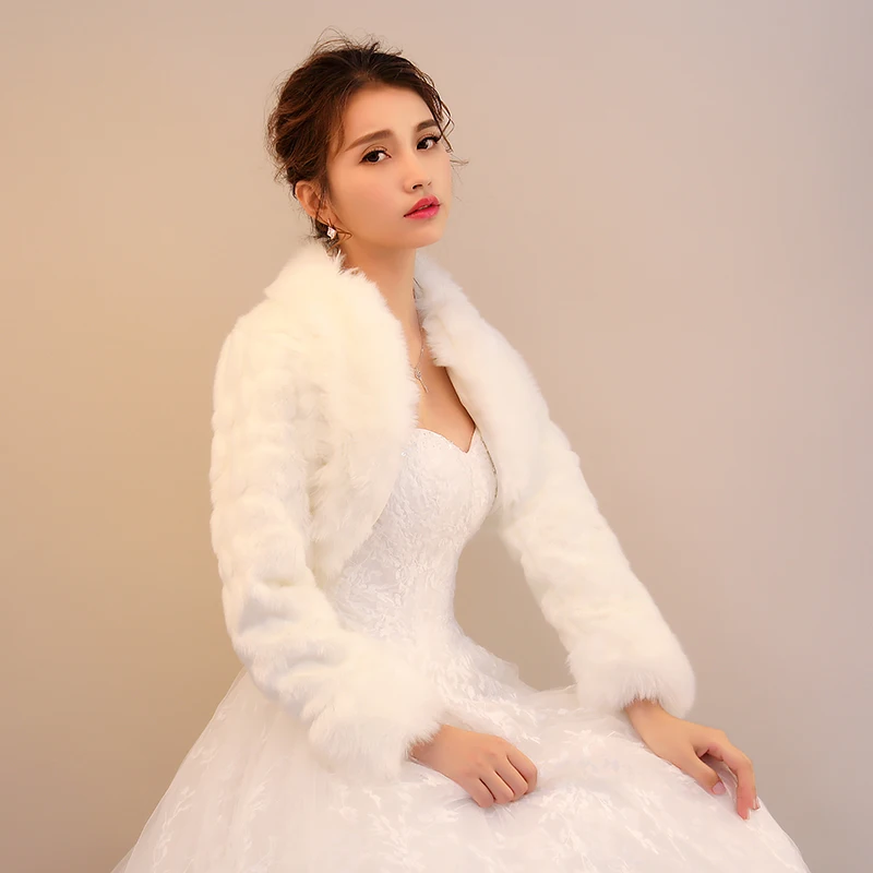 
Best selling wholesale winter bridal shawl short bubble bend fur collar small shawl wedding accessories 