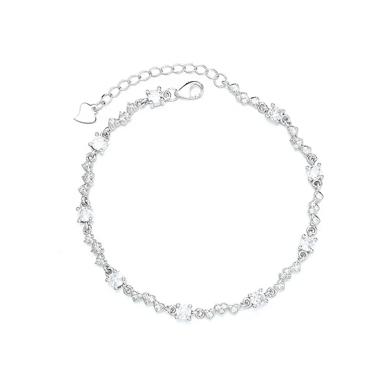 Yaeno Jewelry Rhombus Charm Woven Chain Bracelet in Sterling Silver 925 Jewelry for Women