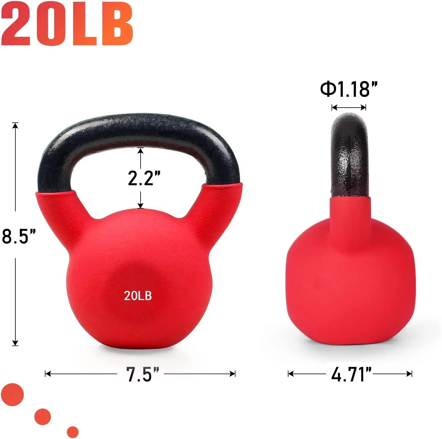 Neoprene Coated Solid Cast Iron Kettlebell for Cross-Training, Weight Loss & Strength Training