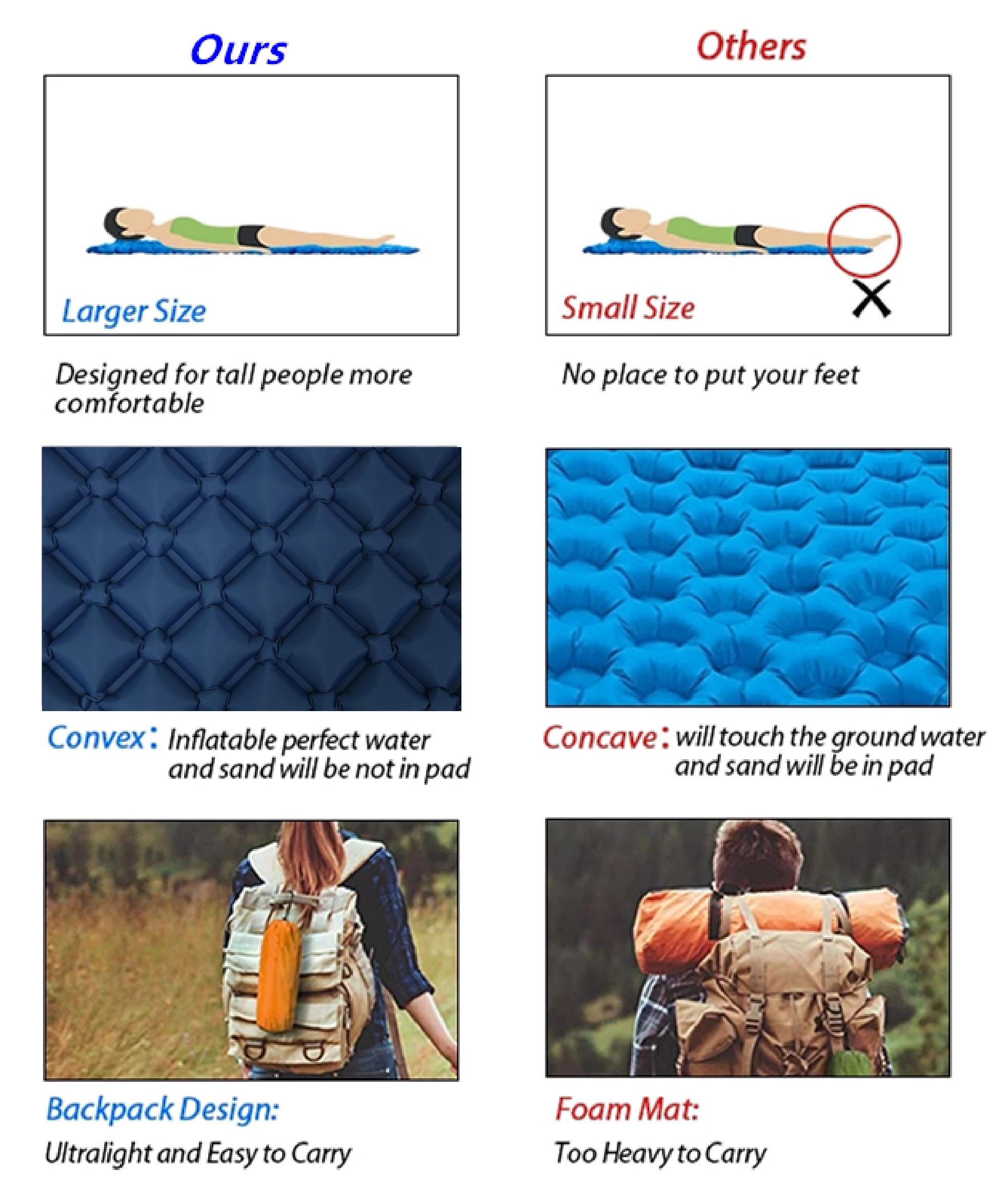 High Cost-Effective Inflatable Folding Camp Air Mattress Camping With Pillow