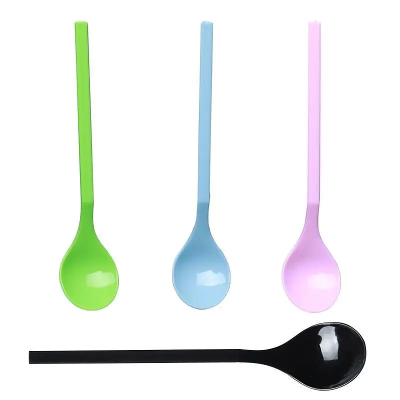 New Arrival Korean Plastic Tableware Spoon Round Head Long Handle Spoon Disposable Ladle