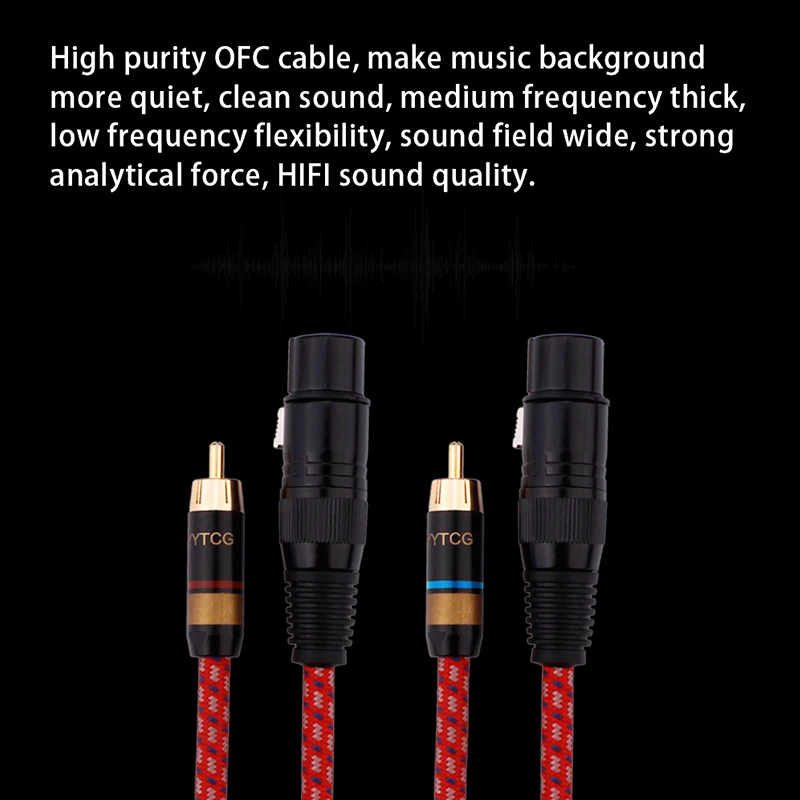 professional  pure copper gold plated  RCA jack xlr to rca cable  HIFI  xlr cable plug xlr female to rca